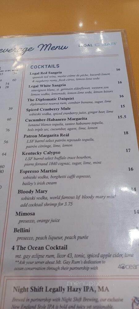 Legal Sea Foods - East Boston, MA menu_pic