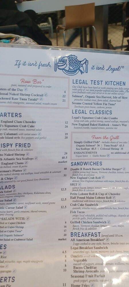 Legal Sea Foods - East Boston, MA menu_pic