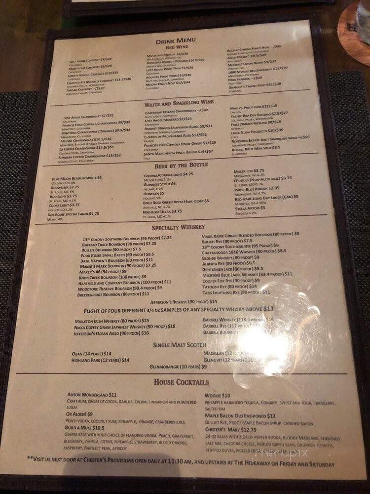 Chester Brunnenmeyer's Bar & Gril - Blue Ridge, GA menu_pic