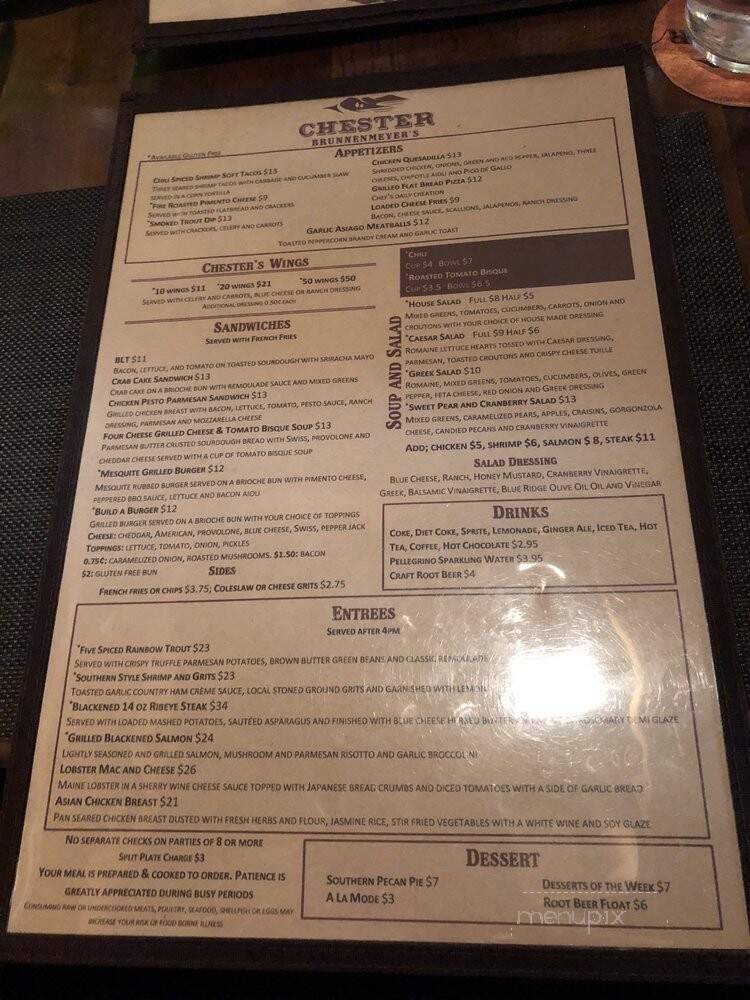 Chester Brunnenmeyer's Bar & Gril - Blue Ridge, GA menu_pic