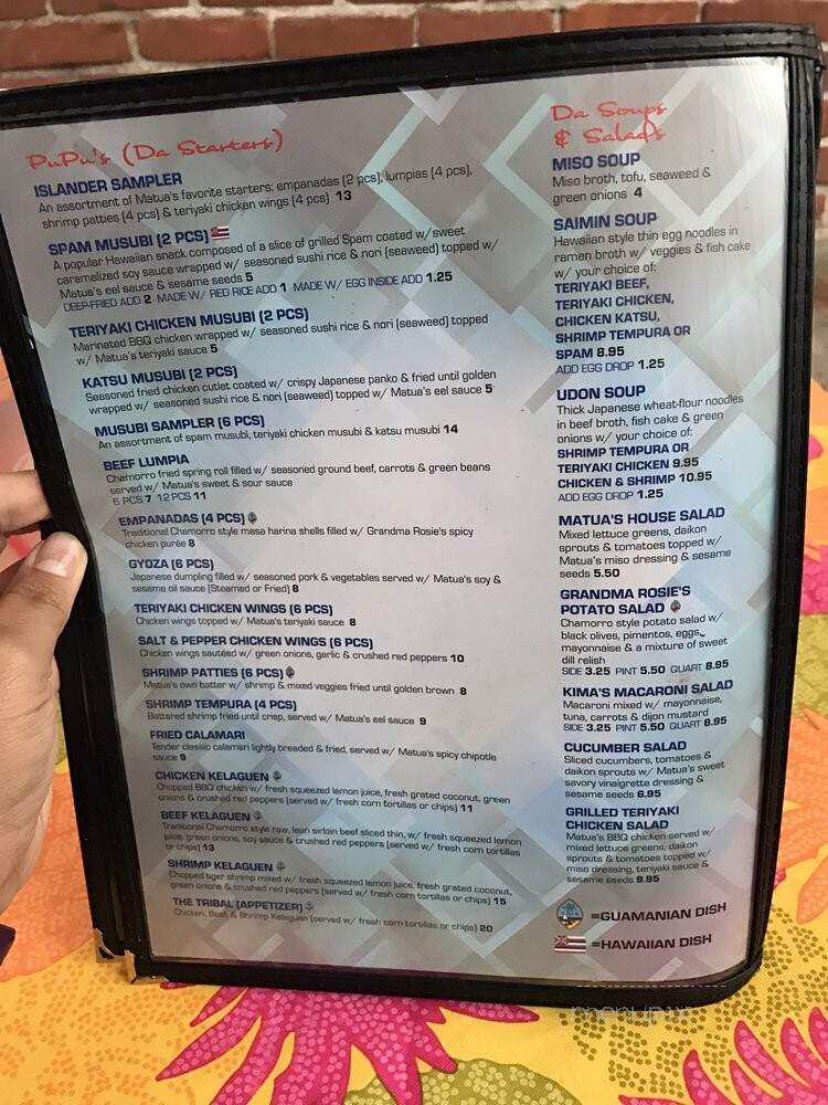 Matua's Sushi Bar & Islander - Chula Vista, CA menu_pic