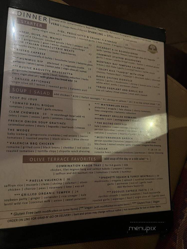 Olive Terrace Bar and Grill - Santa Clarita, CA menu_pic