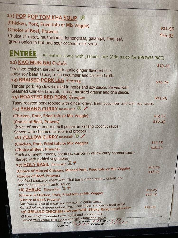 Pop Pop Thai Street Food - Seattle, WA menu_pic
