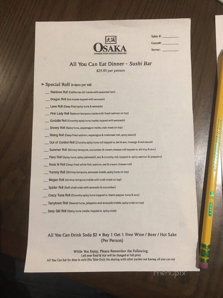 Osaka Japanese - Tarrytown, NY menu_pic