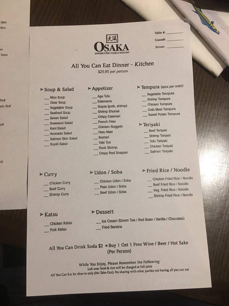 Osaka Japanese - Tarrytown, NY menu_pic