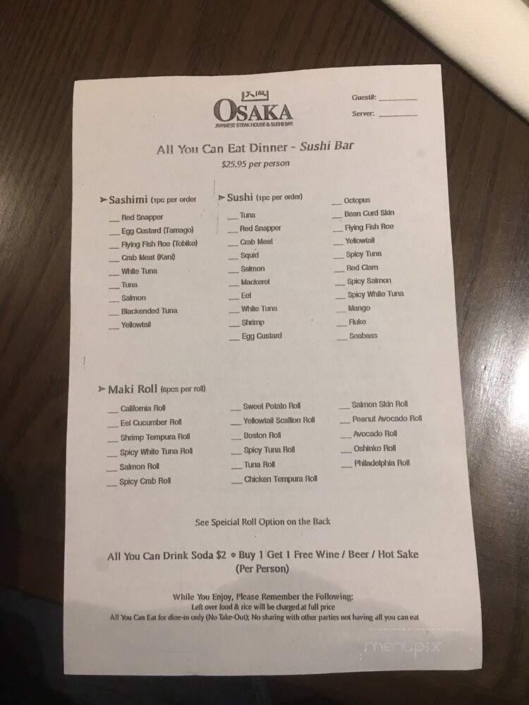 Osaka Japanese - Tarrytown, NY menu_pic