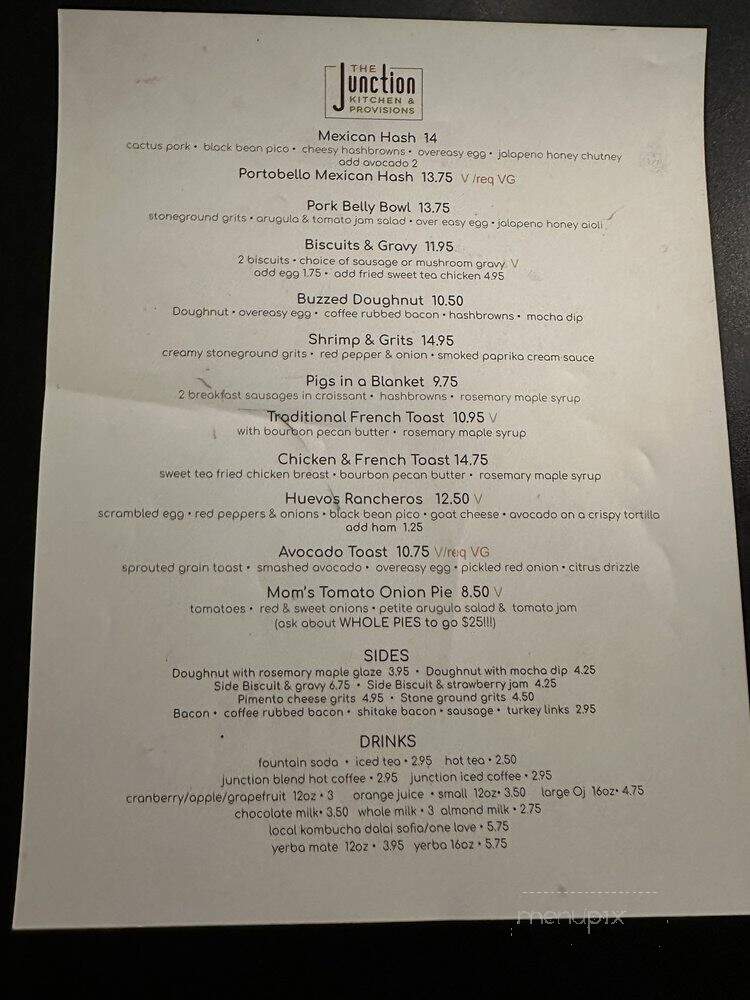 Junction Kitchen & Provisions - North Charleston, SC menu_pic