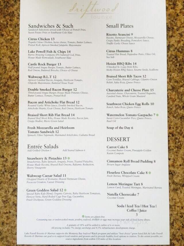 Driftwood Lounge - Page, AZ menu_pic
