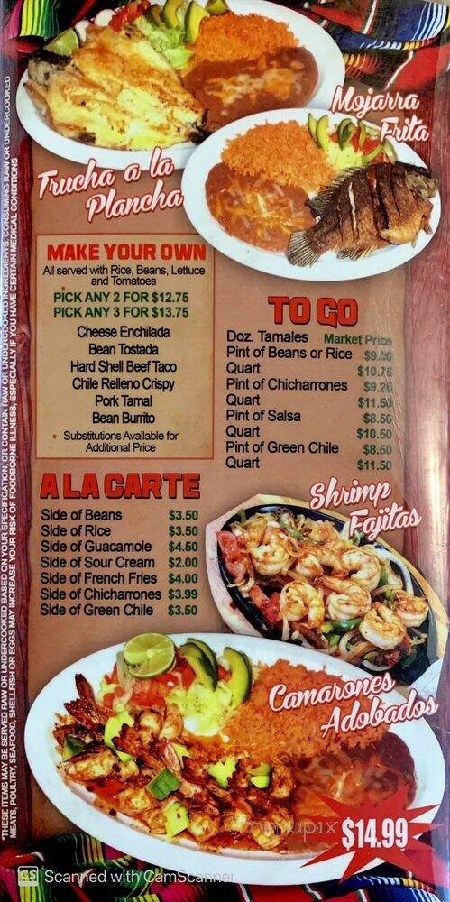 El Paisa - Denver, CO menu_pic