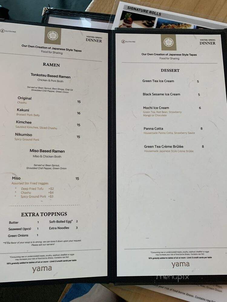 Yama Sushi & Izakaya - Portland, OR menu_pic