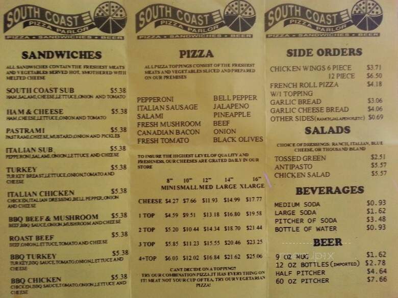 South Coast Pizza Parlors - Santa Ana, CA menu_pic