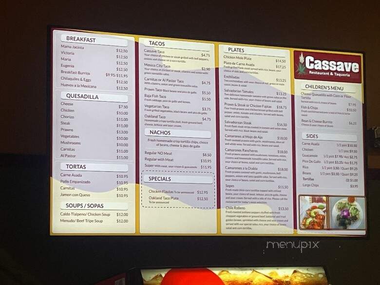Cassave Restaurant & Taqueria - Emeryville, CA menu_pic