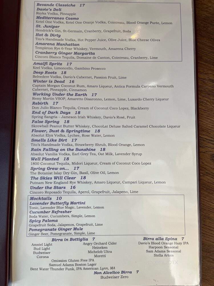Davio's - Lynnfield, MA menu_pic