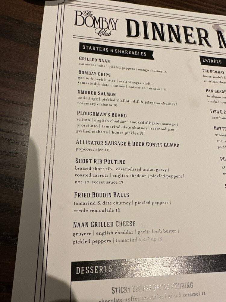The Bombay Club - New Orleans, LA menu_pic
