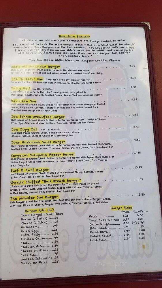 Joes Cafe # 1 - Metairie, LA menu_pic