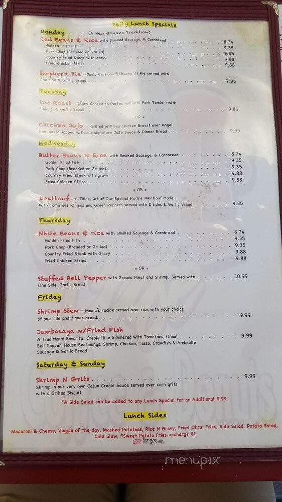 Joes Cafe # 1 - Metairie, LA menu_pic