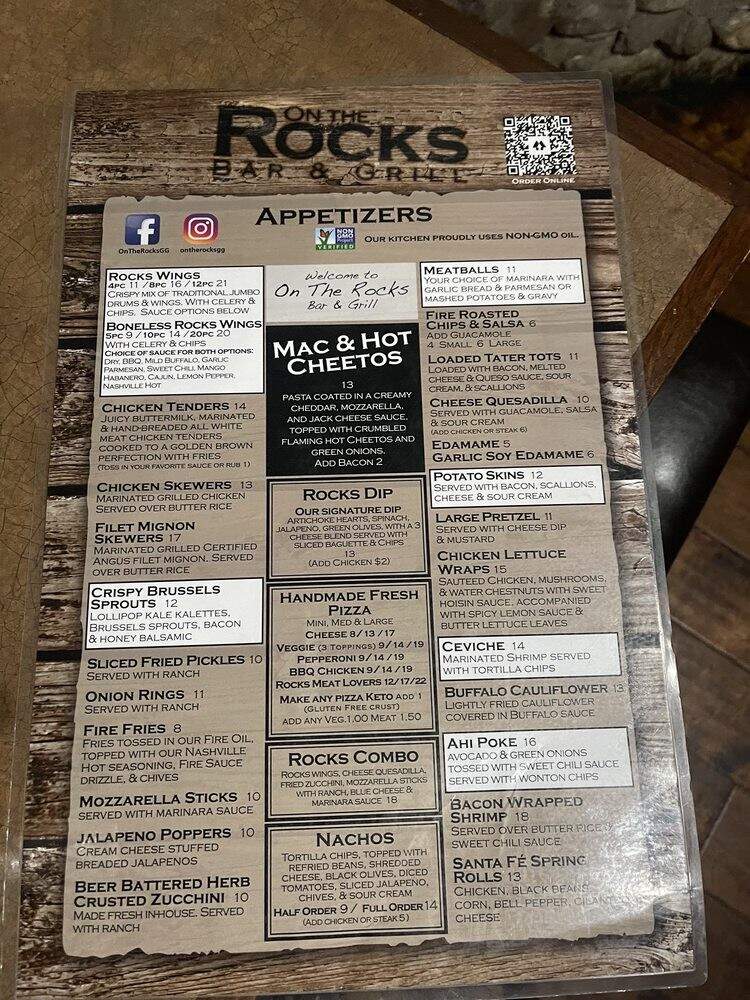 On the Rocks Bar & Grill - Garden Grove, CA menu_pic