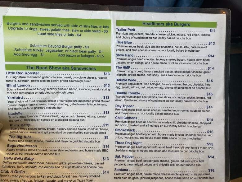 Blues Burger - Dallas, TX menu_pic