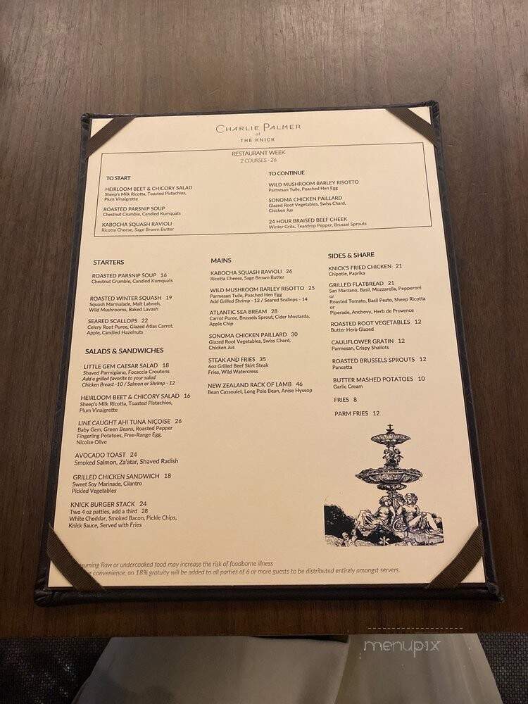 Charlie Palmer at the Knick - New York, NY menu_pic