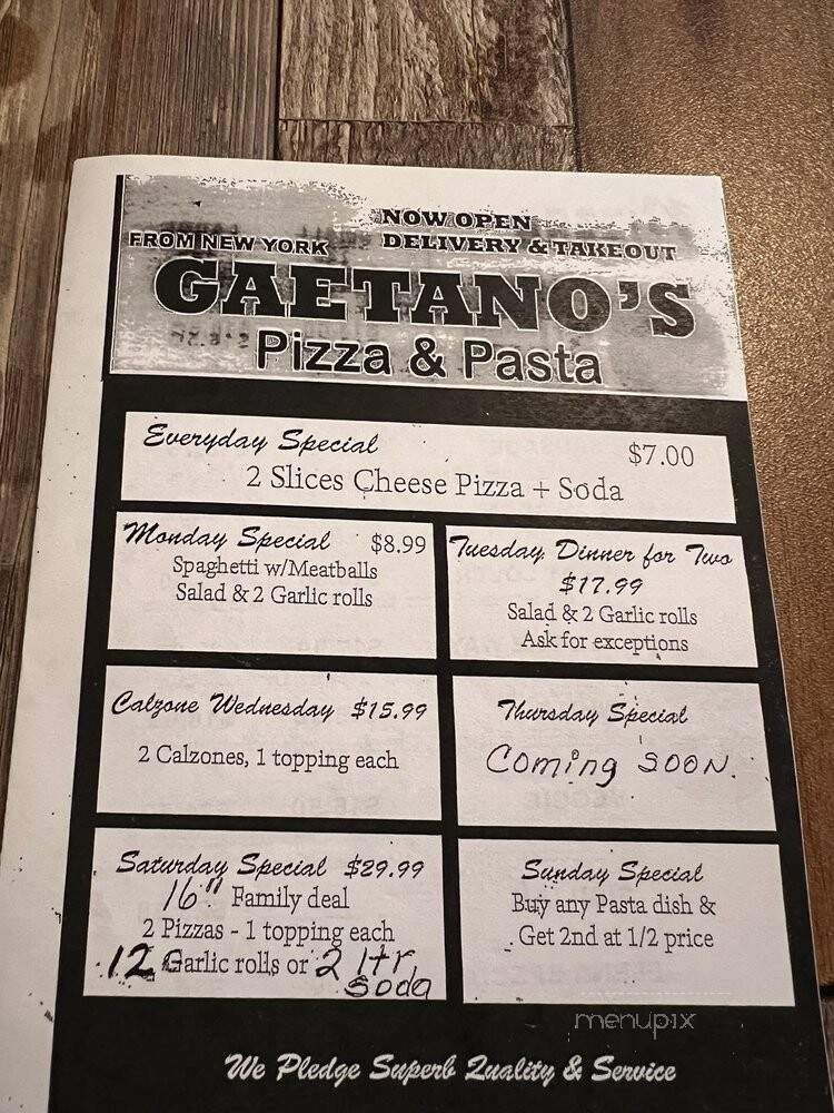 Gaetano's Pizzeria - Miami, FL menu_pic