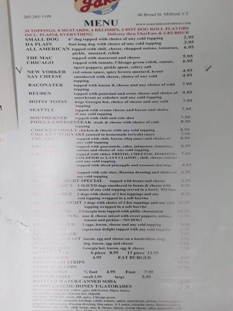 Jake's Diggity Dogs - New Haven, CT menu_pic