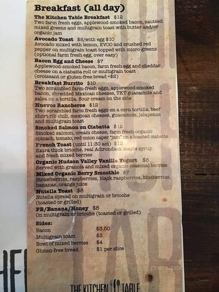The Kitchen Table - Pound Ridge, NY menu_pic
