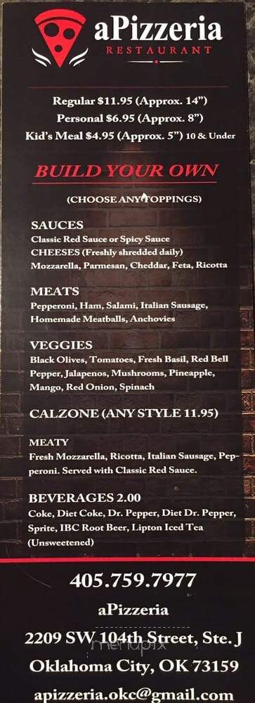 Amy's Pizza - Oklahoma City, OK menu_pic