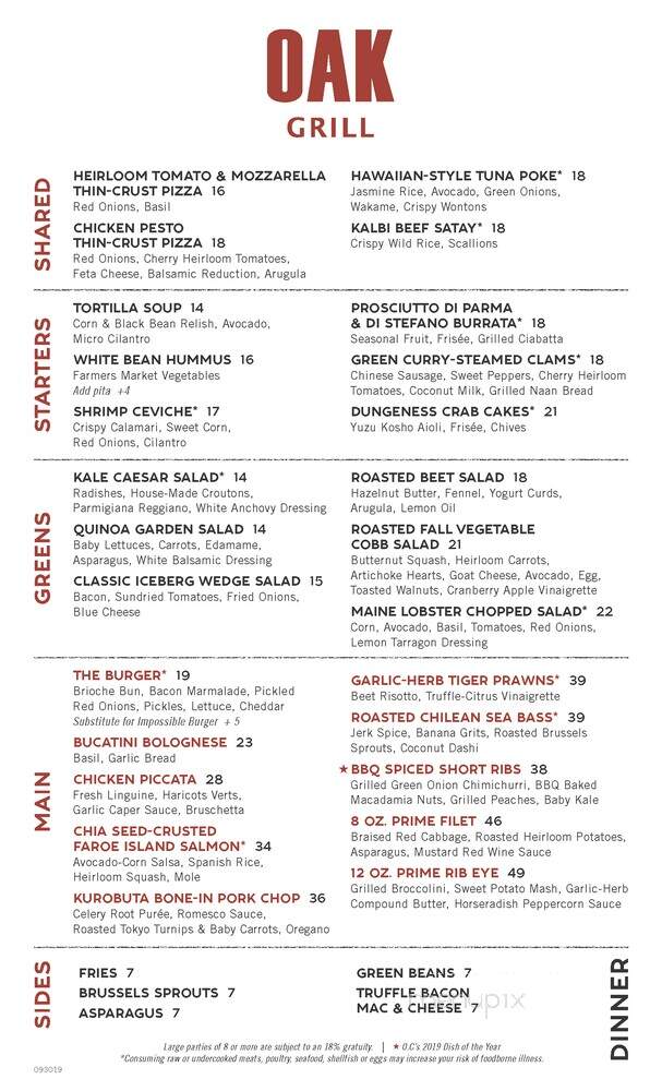 Oak Grill - Newport Beach, CA menu_pic