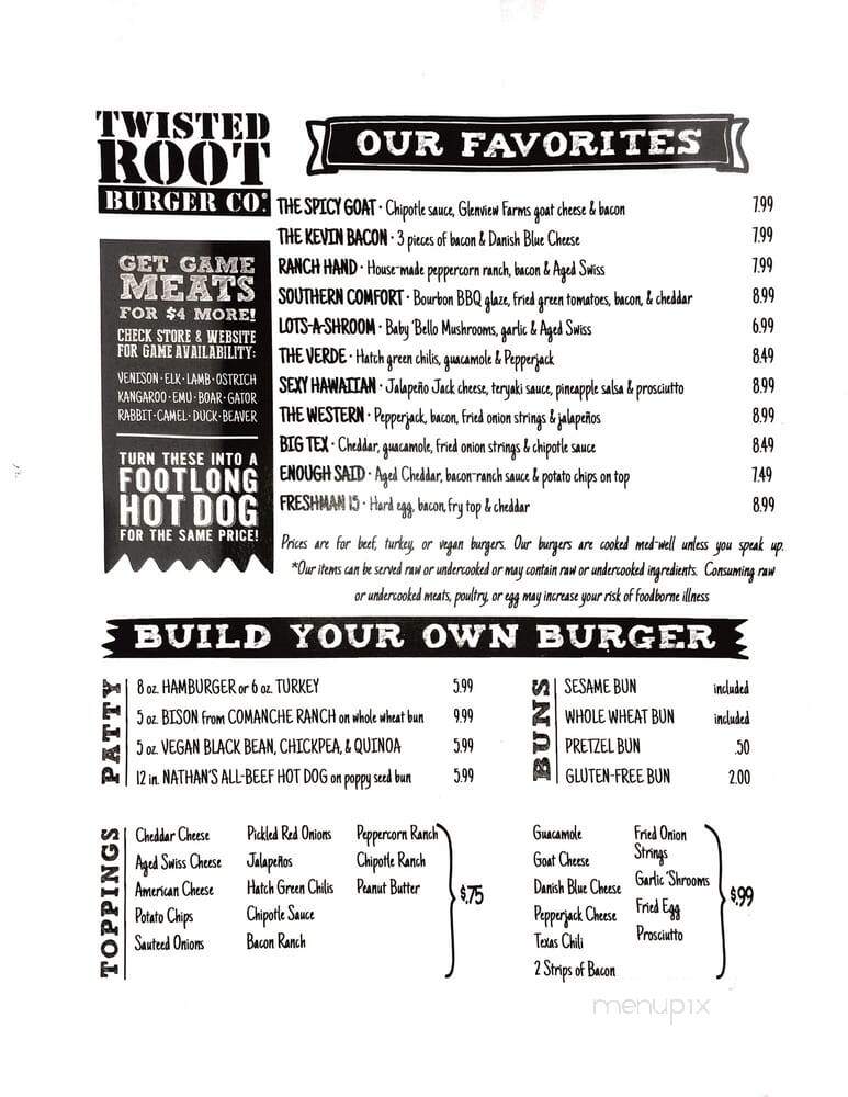 Twisted Root Burger - Austin, TX menu_pic