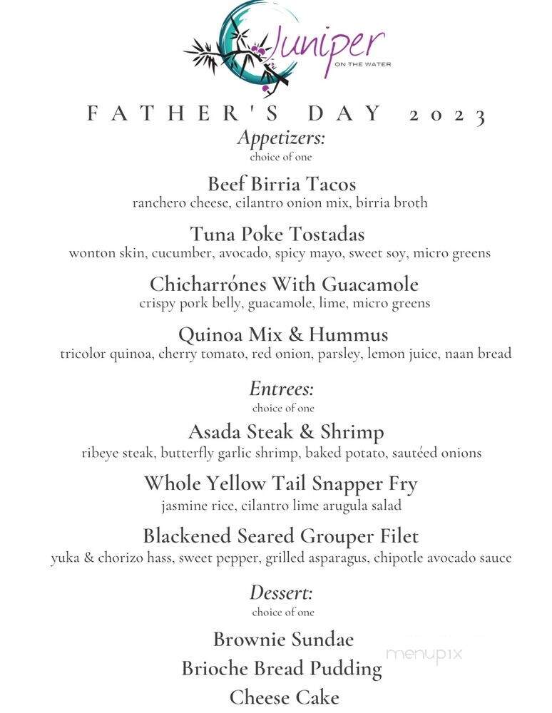 Juniper Dining & Drinks - Hallandale Beach, FL menu_pic