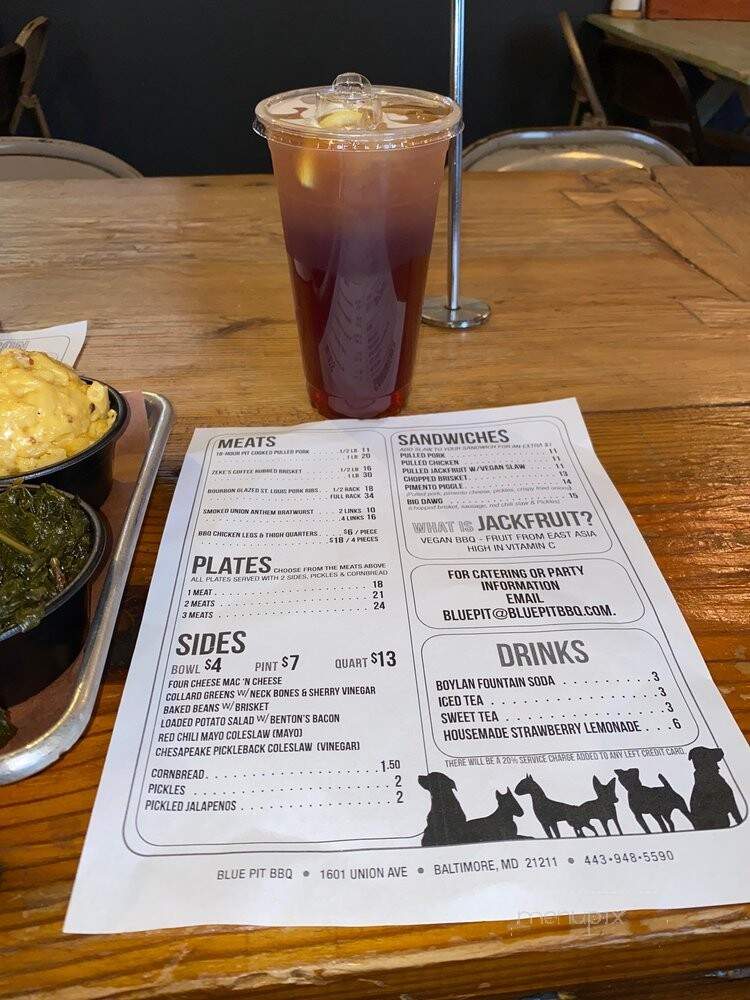 Blue Pit BBQ & Whiskey Bar - Baltimore, MD menu_pic