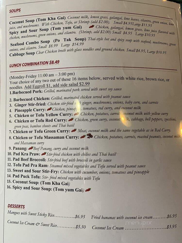 Mano Thai Diner - Salt Lake City, UT menu_pic