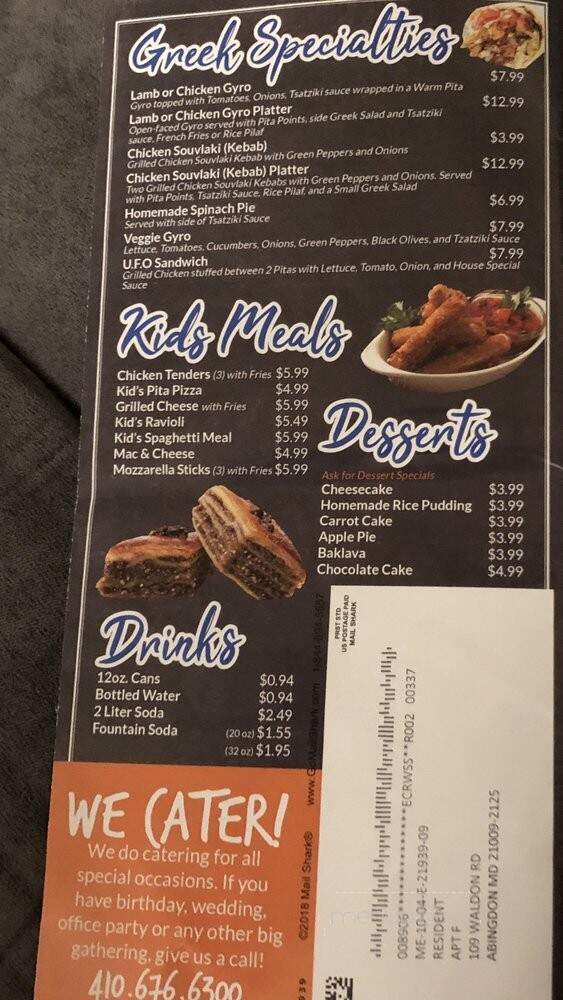 Zorba's Pizza - Edgewood, MD menu_pic