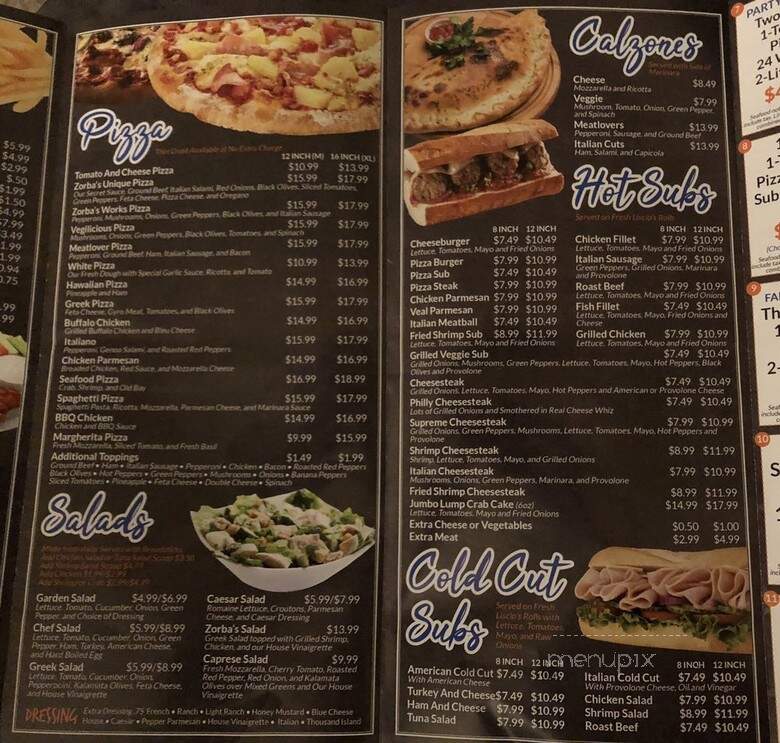 Zorba's Pizza - Edgewood, MD menu_pic