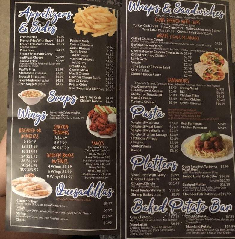 Zorba's Pizza - Edgewood, MD menu_pic