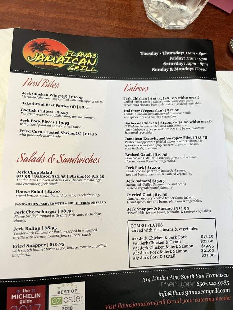 Flavas Jamaican Grill - South San Francisco, CA menu_pic