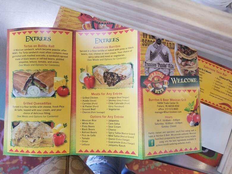 Burritos and Beer - Fishers, IN menu_pic