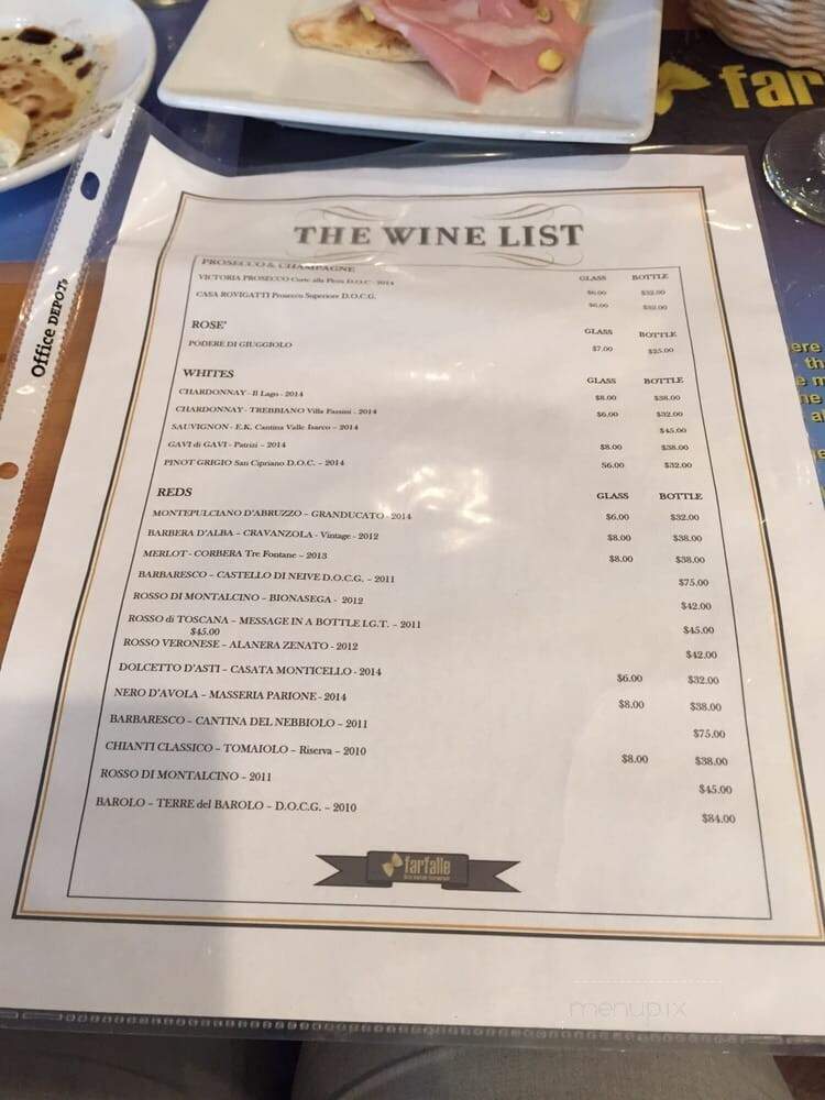 Farfalle Fine Italian - Miami, FL menu_pic