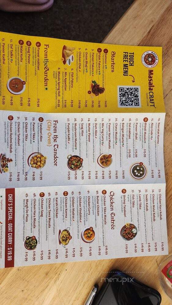 Masala Craft - Santa Ana, CA menu_pic