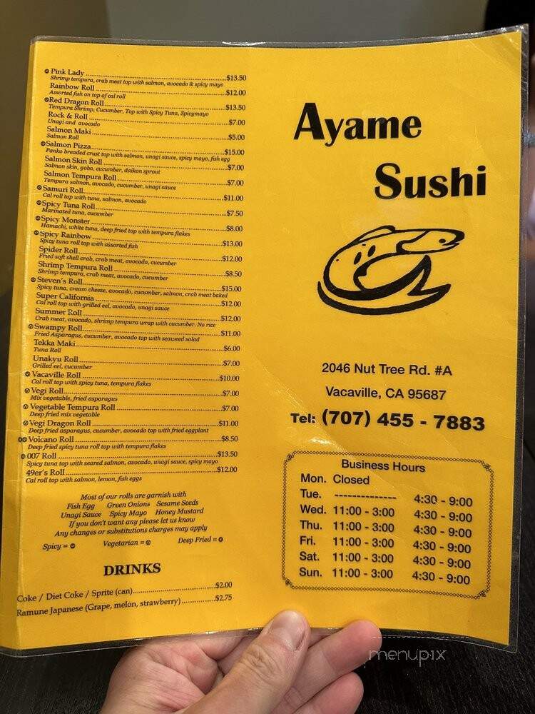 Ayame Sushi - Vacaville, CA menu_pic