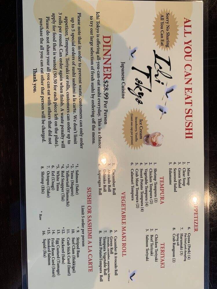 Ichi Tokyo - Rochester, MN menu_pic