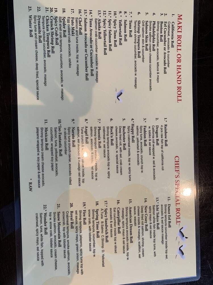Ichi Tokyo - Rochester, MN menu_pic
