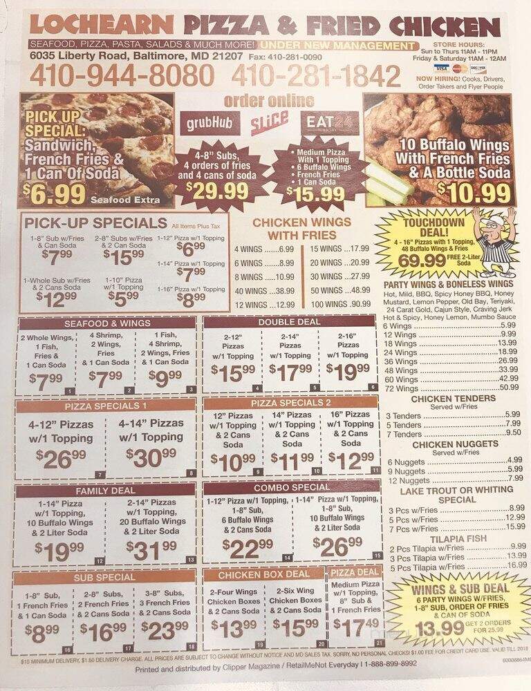 Lochearn Pizza - Gwynn Oak, MD menu_pic