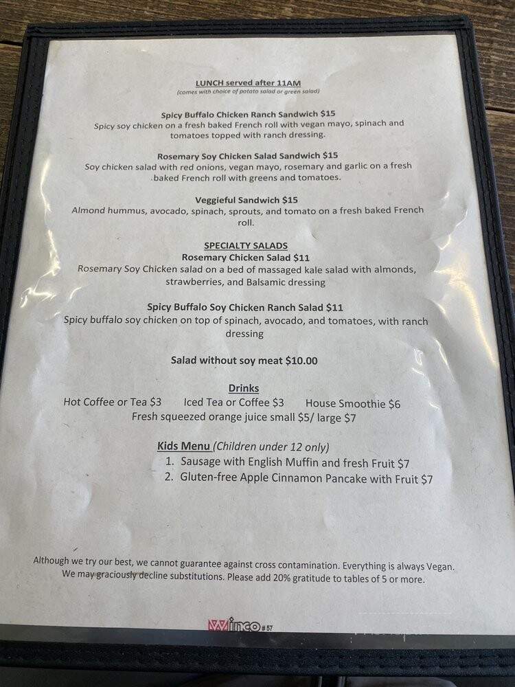 Two Mammas Vegan Kitchen - Oakland, CA menu_pic