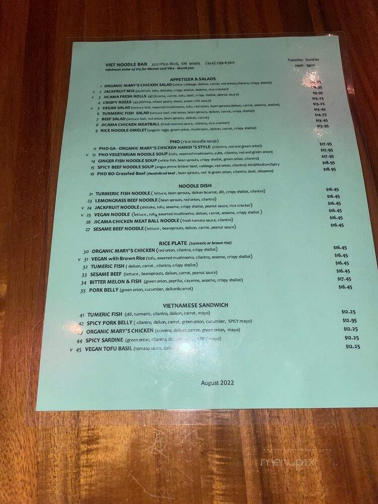 Viet Noodle - Santa Monica, CA menu_pic