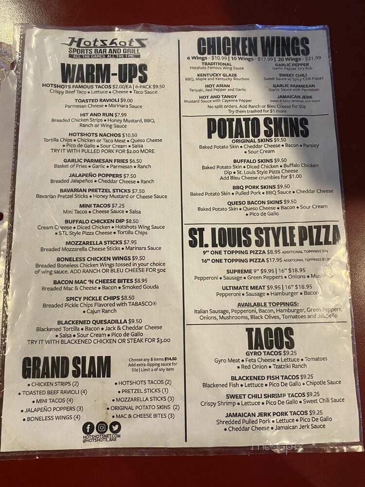 Hot Shots Sports Bar & Grill - Edwardsville, IL menu_pic