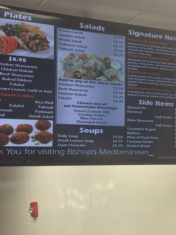 Bishop's Mediterranean - Boston, MA menu_pic