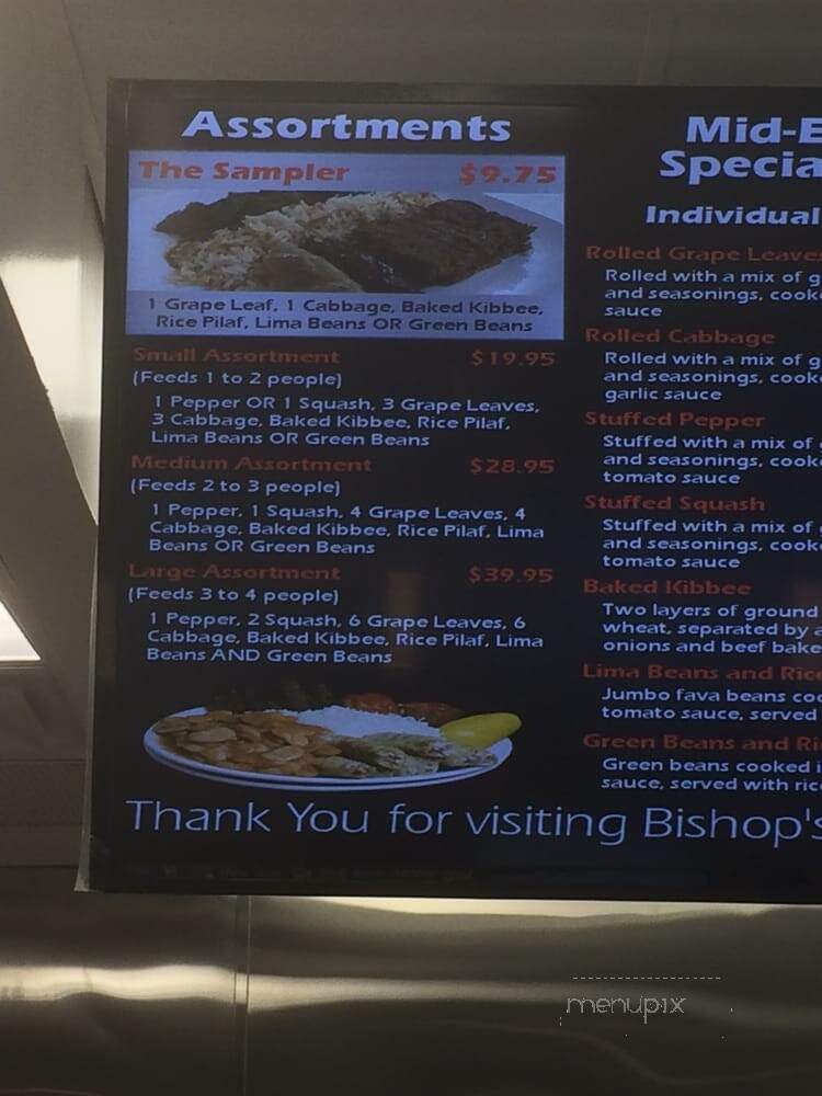 Bishop's Mediterranean - Boston, MA menu_pic