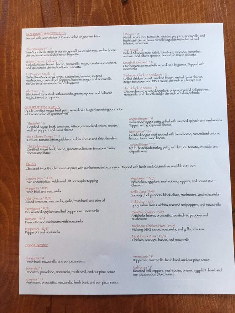 Sal's - West Hollywood, CA menu_pic