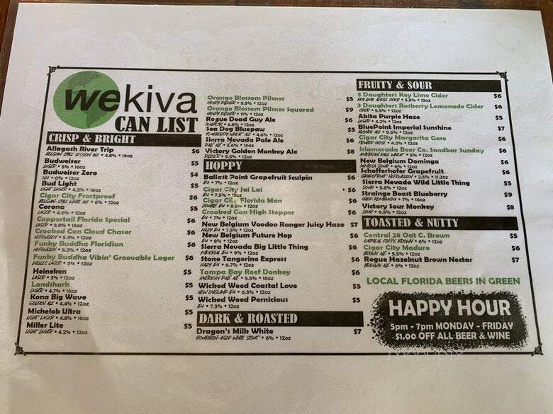 Bar at Wekiva Island - Longwood, FL menu_pic